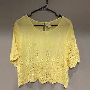 Japna Yellow Floral Embroidered Women's Blouse